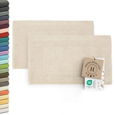 Abbildung von ZOLLNER 2er Set Badematten weiche und saugstarke Duschvorleger waschbar bis 95C Baumwolle 50x70 cm in Cappuccino
