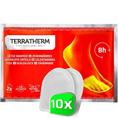 Abbildung von TerraTherm Fußwärmer Pads, Wärmepads selbstklebend, 8h warme Füße, Zehenwärmer Pads extra dünn und angenehm weich, 10 Paar