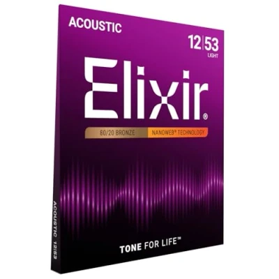 Abbildung von Elixir® Saiten 80/20 Bronze Akustik Gitarrensaiten mit NANOWEB® Beschichtung, Light (.012 .053)