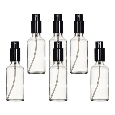 Abbildung von YIZHAO Transparent Sprühflasche Glas 50ml, Klein mit [Zerstäuber], für Ätherisches Öle,Kosmetik, Apotheker, Reinigung,Aromatherapie, Massage, Haare 6Pcs