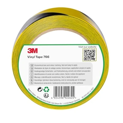 Abbildung von 3M 766i Gefahren Markierungs Klebeband, 50 mm x 33 m, Gelb/Schwarz