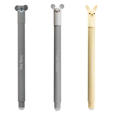 Abbildung von EBERHARD FABER 599019 Tintenroller radierbar, 3 Animal Erase it Lama, Koala, Maus, Gelschreiber blau 0,7 mm