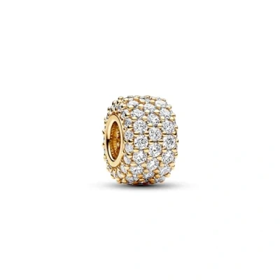 Abbildung von Pandora Sparkling PAVÉ Triple ROW Charm, Damen, Größe: One Size, Gold plated