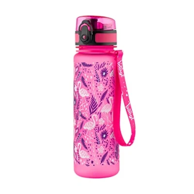 Abbildung von Baagl Kinder Trinkflasche Auslaufsicher Wasserflasche 500ml, Schule und Sport Flasche für Mädchen Tritan (Flamingo)