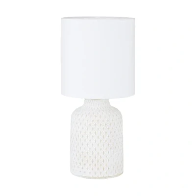 Abbildung von EGLO Tischlampe Bellariva, Tischleuchte, Nachttischlampe aus Keramik in Creme, Textil Weiß, Wohnzimmerlampe, Lampe mit Schalter, E14 Fassung