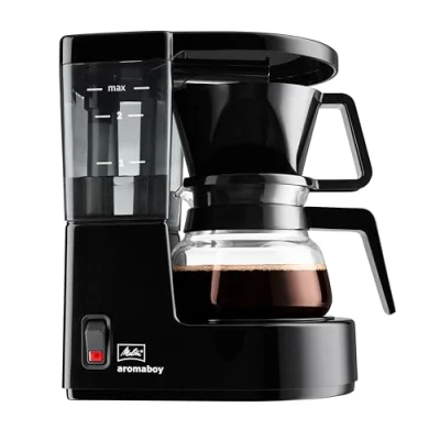 Abbildung von Melitta Aromaboy kleine Filterkaffeemaschine mit Glaskanne 2 Tassen Schwarz (1015 02)