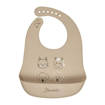 Abbildung von Sterntaler Silikon Lätzchen Bauernhof Baby aus lebensmittelechtem mit Auffangschale frei von BPA, abwischbar und spülmaschinengeeignet, beige