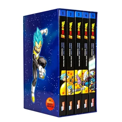 Abbildung von Dragon Ball Super Bände 1 5 im Sammelschuber mit Extra: Die Fortsetzung der Action Manga Serie ab 10 Jahren über epische Schlachten und kosmische Abenteuer