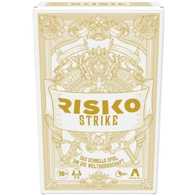 Abbildung von Hasbro Gaming Risiko Strike Karten und Würfelspiel, strategisches Kartenspiel für 2 − 5 Spieler, 20 Min., Familienspiel, Partyspiel