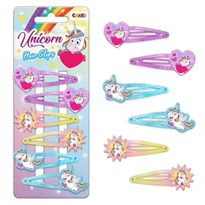 Abbildung von CRAZE Unicorn Clips 6 Haarspangen Set Haarschmuck Mädchenschmuck mit süßen Einhorn Motiven 36563, Hair Accessoires
