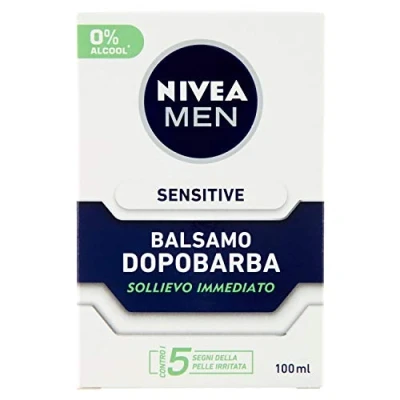 Abbildung von NIVEA MEN Sensitive Aftershave Balsam Extra sanft in Packung mit 100 ml, für Herren Kamille und Vitamin E Extrakt, Bartbalsam empfindliche Haut