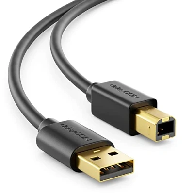 Abbildung von deleyCON 1m USB 2.0 Datenkabel Druckerkabel Scannerkabel A Stecker zu B für Drucker Scanner Printer Schwarz