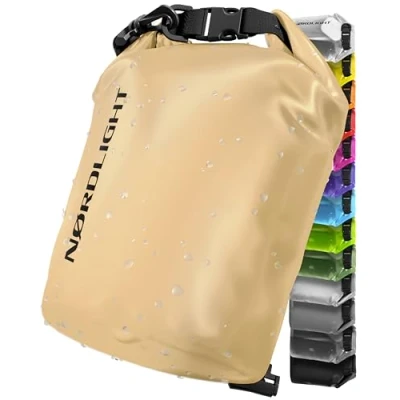 Abbildung von Nordlight Dry Bag 5L Wasserdichter Beutel (Beige) Packsack Mit Roll Top Verschluss Und Schultergurt Schwimmen, Baden, Strand, Kanu, Stand Up Paddling, Tauchen