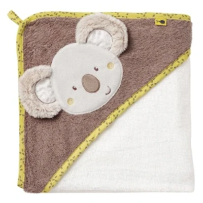 Abbildung von Fehn Badetuch Baby Australia Badehandtuch Kinder Poncho aus Baumwolle Handtuch mit süßem Koala Babybadetuch Kapuze für Babys und Kleinkinder ab 0+ Monaten Kapuzenhandtuch Maße 80 x cm