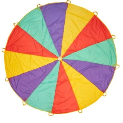 Abbildung von THE TWIDDLERS XL Regenbogen Schwungtuch mit 12 Griffen für Kinder (370cm) Indoor/Outdoor Gruppenspiel Schulen &amp; Kindergeburtstage