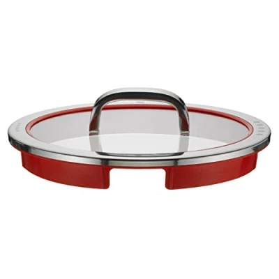 Abbildung von WMF Function 4 Topfdeckel 24 cm, Glasdeckel mit Abgießfunktionen, Glas, Silikon, Cromargan Edelstahl poliert, rot
