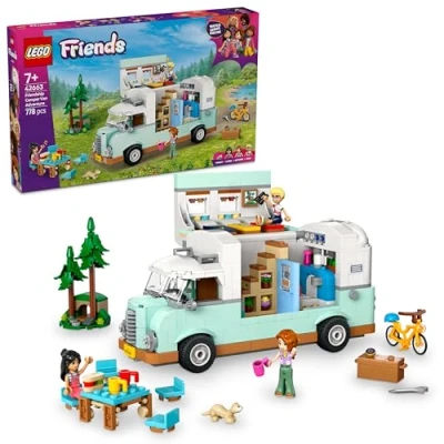 Abbildung von LEGO Friends Wohnmobil, Bauset für Rollenspiele mit einem Spielzeug Wohnwagen, Geschenk Mädchen ab 7 Jahren, kreatives Spielset 3 Minifiguren und Frettchen Tierfigur 42663