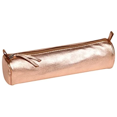 Abbildung von Clairefontaine 8687C Schlampermäppchen (mit Perlmutt Effekt rund, 5,5 x 22cm, praktisch und robust, aus Leder) 1 Stück kupfer
