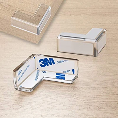 Abbildung von WELLGRO Kantenschutz eckig Silikon Eckenschutz, 4 x 1,9 cm (LxBxH), transparent, BPA frei Menge wählbar, Stückzahl:16 Stück