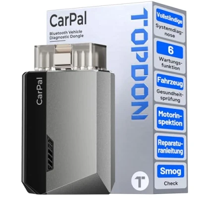 Abbildung von TOPDON Carpal A OBD2 Diagnosegerät für Alle Fahrzeuge, Bluetooth obdii Diagnosewerkzeug All System, 6 Dienste Zurücksetzen, AutoVIN, Smog Check, Reparatur Leitfaden, Motor Inspektion