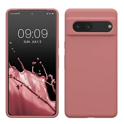 Abbildung von kwmobile Hülle kompatibel mit Google Pixel 7 Silikon Handy Case Handyhülle weiche Oberfläche kabelloses Laden Winter Rose
