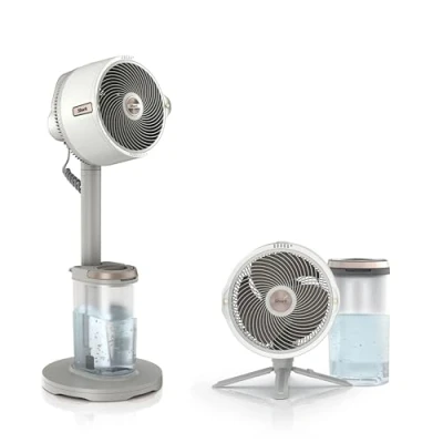 Abbildung von Shark FlexBreeze Pro Mist Akku Ventilator für innen und außen mit Sprühsystem, tragbarer Sprühtank, 20 m, Stand &amp; Tischventilator, 5 Geschwindigkeitsstufen, leise, Fernbedienung, Dove FA300WHEU