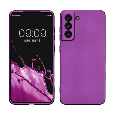 Abbildung von kwmobile Case kompatibel mit Samsung Galaxy S21 FE Hülle Schutzhülle aus Silikon metallisch schimmernd Handyhülle Metallic Violett