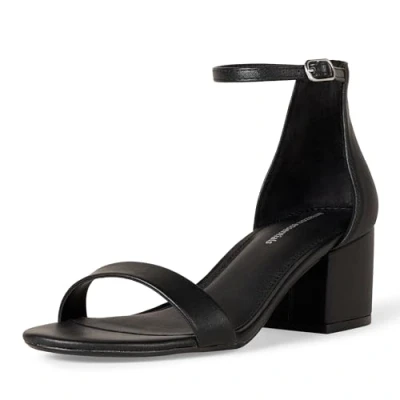 Abbildung von Amazon Essentials Damen Sandale mit Absatz und Zwei Riemchen, Schwarz Kunstleder, 36 EU