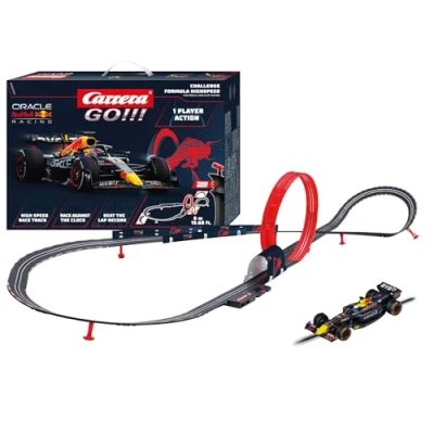 Abbildung von Carrera 20068002 GO!!! Challenge Formula Racing Rennbahn Set I Rennbahnen &amp; lizensierte Slotcars bis zu 1 Spieler Für Kinder Erwachsene Slotcar Maßstab 1:43 Formel