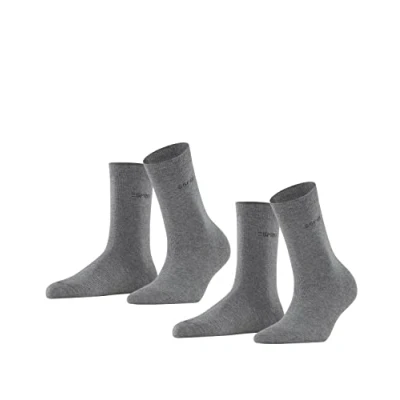 Abbildung von ESPRIT Damen Socken Uni 2 Pack W SO Baumwolle einfarbig Paar, Grau (Light Grey Melange 3390), 39 42