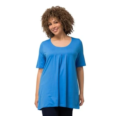Abbildung von Ulla Popken Damen T, Zierfalten, A Linie, Rundhals, Halbarm, Modal Shirt Tight, Himmelblau, 46 48
