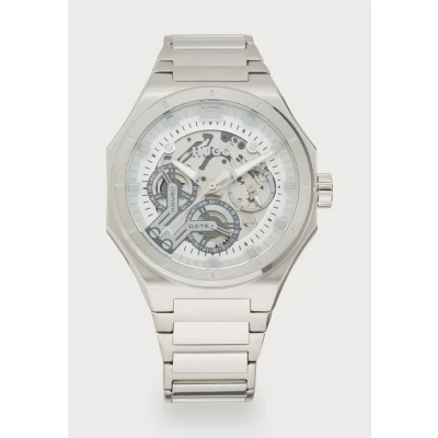 Abbildung von HUGO Grail Skeleton Uhr silvercoloured, Herren, Größe: One Size, Silver coloured