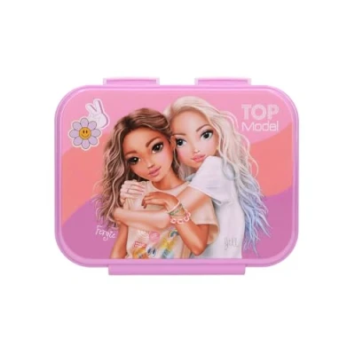 Abbildung von Depesche 13408 TOPModel Girl Power Brotdose in Lila, mit Model Motiv und bunten Batches, Lunchbox 3 Fächern Klapp Deckel