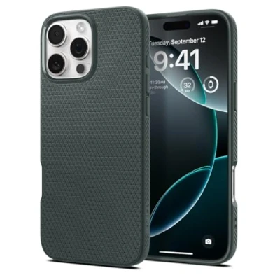 Abbildung von Spigen für iPhone 16 Pro Max Hülle [rutschfest] Liquid Air Case Handyhülle Schutzhülle Cover Dünn Slim Abyss Green