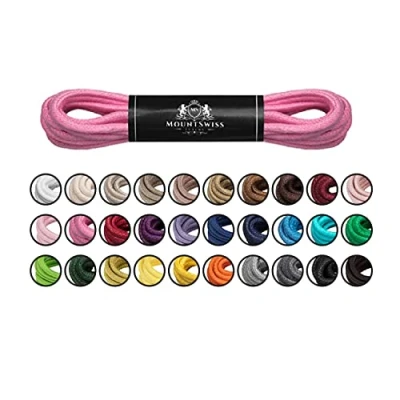 Abbildung von Mount Swiss Luxury Schuhbänder I Wasserabweisende und reißfeste Schnürsenkel rund ø 2 3 mm aus feiner Baumwolle/gewachst Farbe: pink, Länge: 110 cm