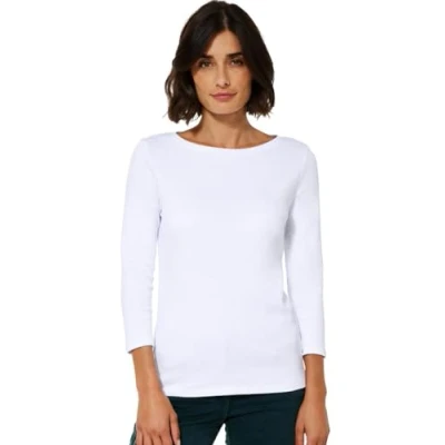 Abbildung von Cecil Damen Basic Boatneck T Shirt, White, S