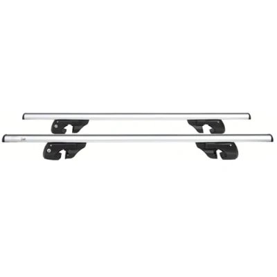 Abbildung von FISCHER Relingträger TopLine XL, für Fahrradträger, Dachboxen oder als Skihalter, offene Dachrelinge, Tragkraft 90 kg, vormontiert, inklusive Schloss, Barrenstärke 45 x 28 mm, Barrenlänge 135 cm