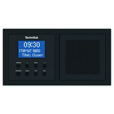 Abbildung von TechniSat DIGITRADIO UP 1 DAB+ Unterputzradio zur Anbringung in jeder Doppel Unterputzdose (DAB, UKW, Bluetooth Empfang, dimmbares LCD Display, Wecker, Sleeptimer, 2 Watt RMS, Equalizer) schwarz