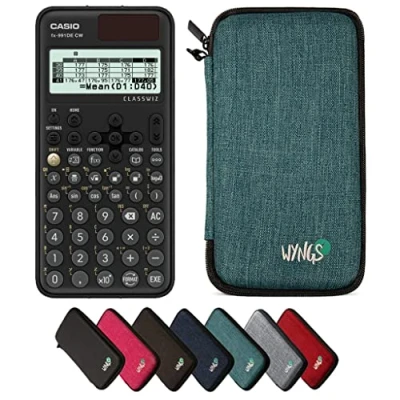 Abbildung von Casio fx 991DE CW ClassWiz inkl. WYNGS Schutztasche Türkis Wissenschaftlicher Taschenrechner Basic Paket
