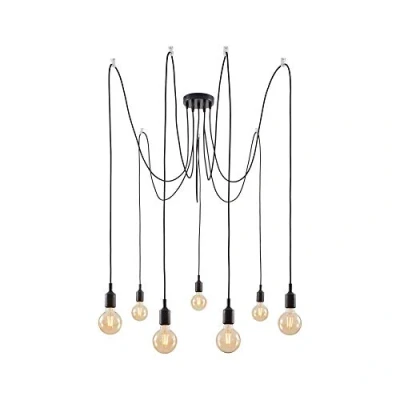 Abbildung von Paulmann 50390 Neordic Pendelleuchte Ketil 7 flammig Spinne max. 7x60 Watt Hängelampe ohne Leuchtmittel Schwarz Silikon, Metall Hängeleuchte E27, 7er pendel