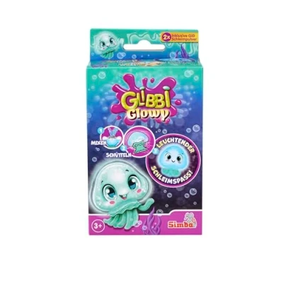 Abbildung von Simba 105953080 Glibbi Glowy, Qualle mit Glow in The Dark Effekten, Pulver verwandelt Wasser Leucht Schleim, 2x7 Gramm, Glibber, Badespaß ab 3 Jahren, Gelb grün