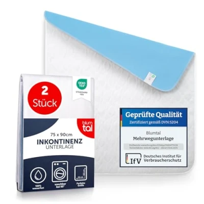 Abbildung von Blumtal® Inkontinenzunterlage waschbar 75x90 cm Betteinlage für Babys OEKO TEX zertifizierte Inkontinenz Bettunterlage wasserdicht Inkontinenzauflage 2er Set