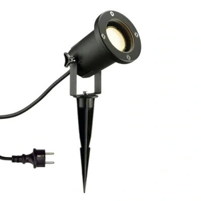 Abbildung von SLV LED Strahler NAUTILUS XL 3er Set mit Erdspieß, 4 fach IP44 Gartensteckdose 1,5m, 3x GU10 Leuchtmittel, Aussen Leuchte, Außen Strahler, Schwarz