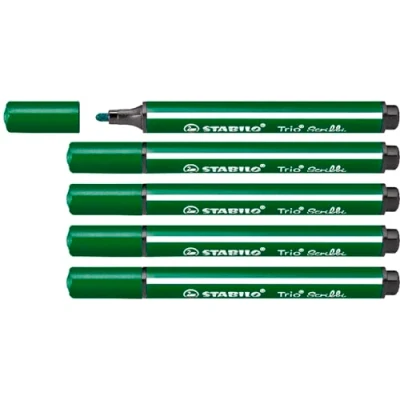 Abbildung von Gefederter Dreikant Filzstift STABILO Trio Scribbi 5er Pack grün