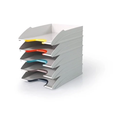 Abbildung von Durable Briefablage A4 (Varicolor Mix) Ablagesystem mit 5 Fächern, weiß farbigen Griffzonen, 770427