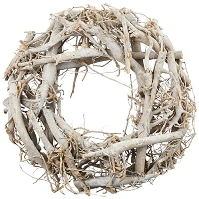 Abbildung von Rayher Hobby 65013000 Weidenkranz, weiß gewischt, 30 cm ø, Höhe 8 cm, Adventskranz, Türkranz, Naturkranz, Weidenring, Kranz aus Weide