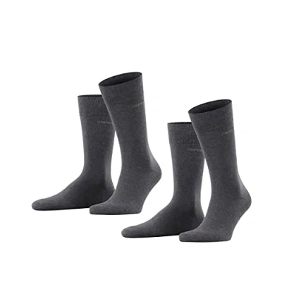 Abbildung von ESPRIT Herren Socken Basic Uni 2 Pack M SO Baumwolle einfarbig Paar, Grau (Anthracite Melange 3080), 47 50