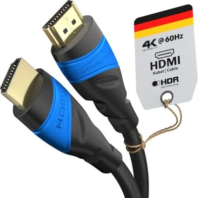 Abbildung von KabelDirekt 4K HDMI Kabel 10 m Erhältlich in 0,15 22,5 Für jeden Anschluss (4K@60Hz, 2.0, High Speed mit Ethernet, Blu ray, PS5, Xbox Series, Switch schwarz)
