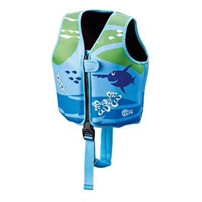 Abbildung von BECO Sealife Schwimmweste Kinder 3 6 Jahren, Schwimmlernweste für von 19 30 kg mit variablen Auftriebskörpern, Beingurt und langem Reißverschluss in Blau/Grün
