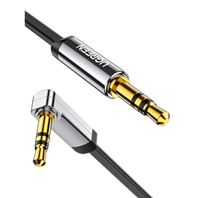 Abbildung von UGREEN Aux Kabel Auto 3.5 mm klinkenkabel 90 Grad mit Winkelstecker für Audiosystem, TV, Soundbar, Lautsprecher, Handy, Kopfhörer usw.(0.5m)